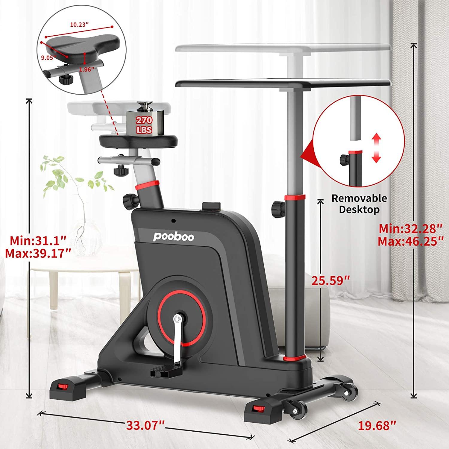 pooboo Desk Cycle Exercise Bike Indoor Cycling Bike Adjustable Magnetic Resistance Stationary Bike for Home Office - JOY2ESpree