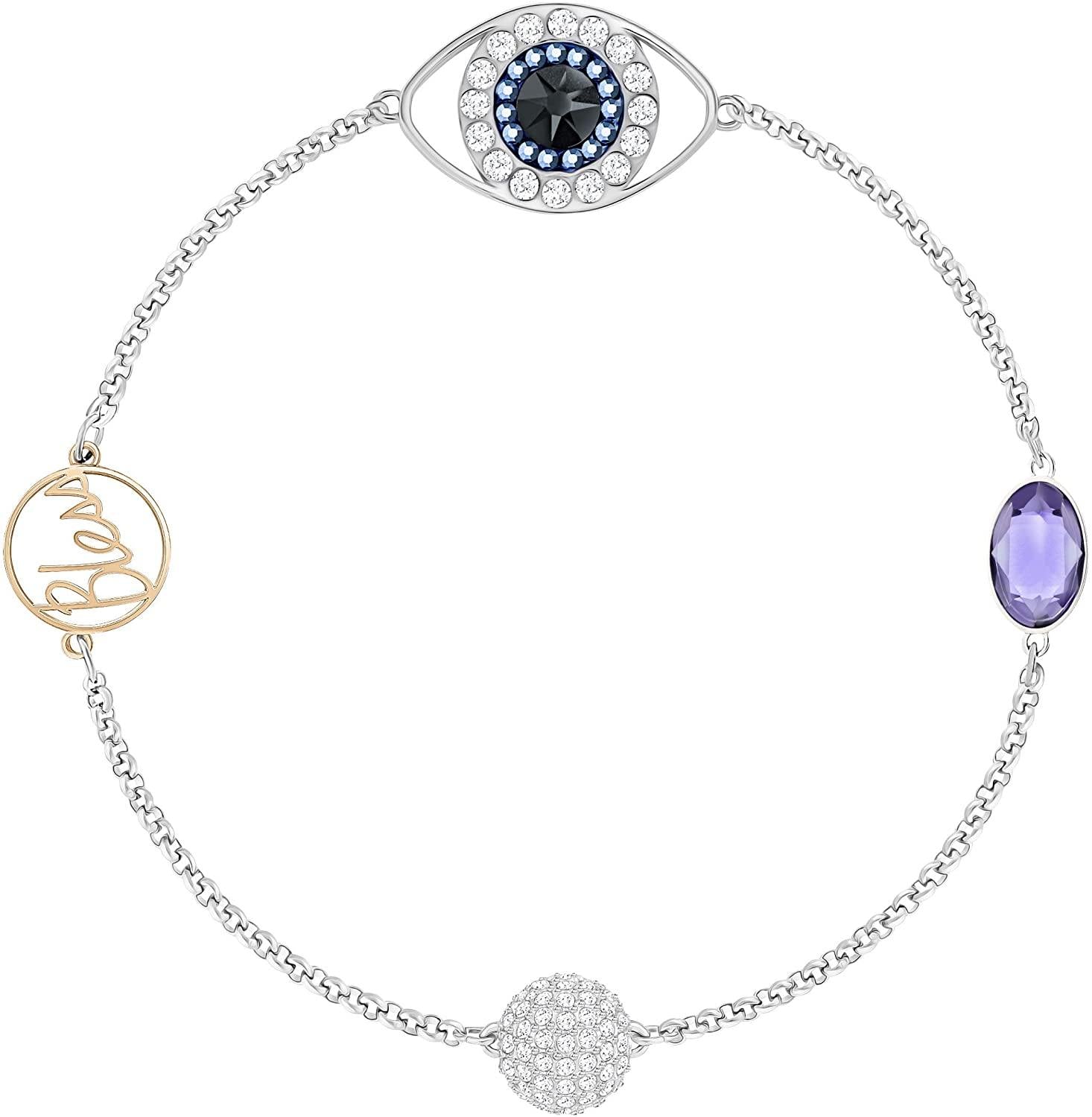 Swarovski Women's Symbols Evil Eye, Flower, Feather, Moon, Heart, Lucky Charm, Faith, Dragonfly Crystal Bracelet Collection - JOY2ESpree