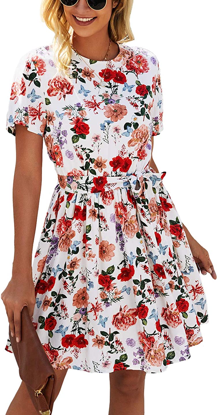 KIRUNDO 2021 Women’s Summer Short Sleeve Ruffle Floral Dress