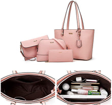 
                        
                          Load image into Gallery viewer, Women Fashion Handbags Wallet Tote Bag Shoulder Bag Top Handle Satchel Purse Set 4pcs
                        
                      
