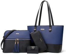 
                        
                          Load image into Gallery viewer, Women Fashion Handbags Wallet Tote Bag Shoulder Bag Top Handle Satchel Purse Set 4pcs
                        
                      