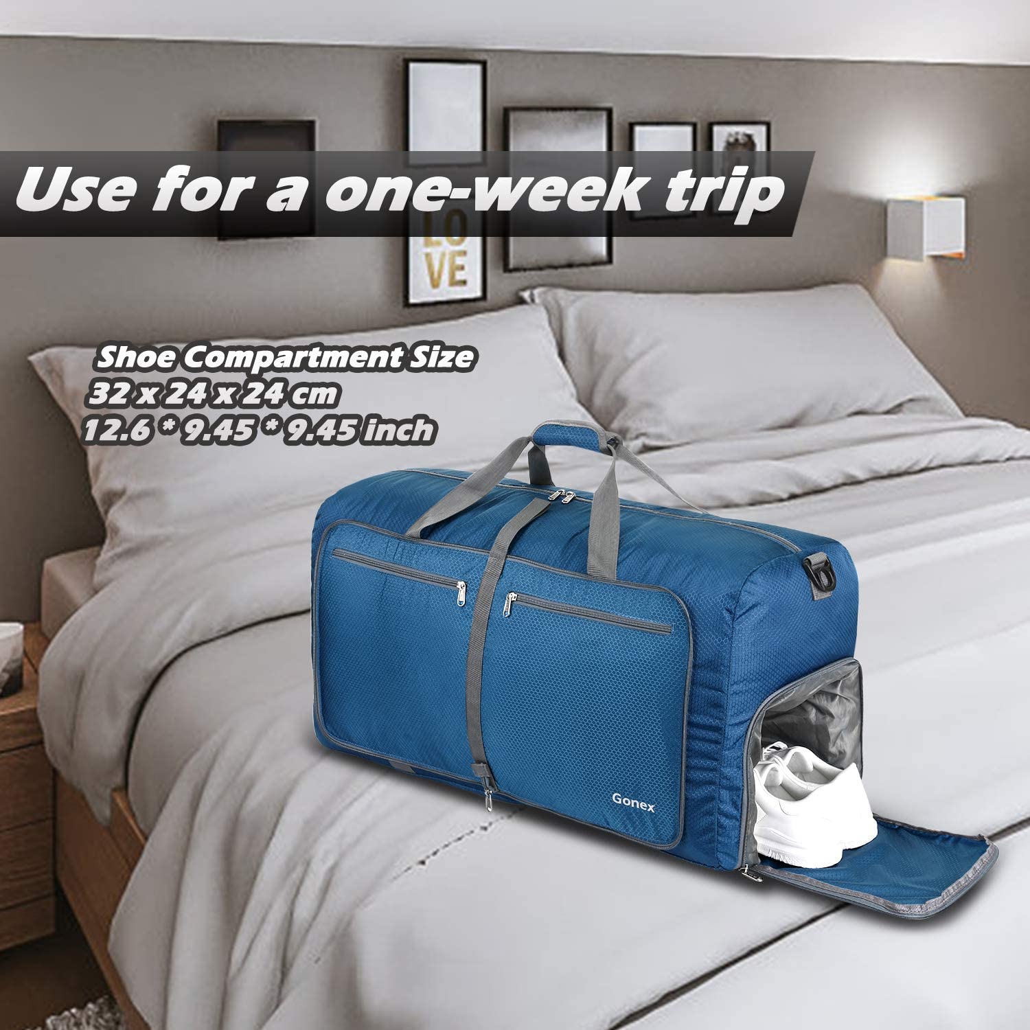 Gonex 150L Travel Duffel Bag Foldable Extra Large Duffle Bag XL Heavy Duty for Men Women for Luggage Shopping Gray