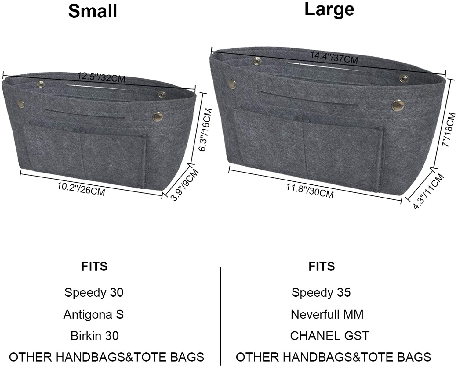 YIICOOLY Felt Tote Handbag Purse Organizer Insert Divider Shaper Bag in Bag