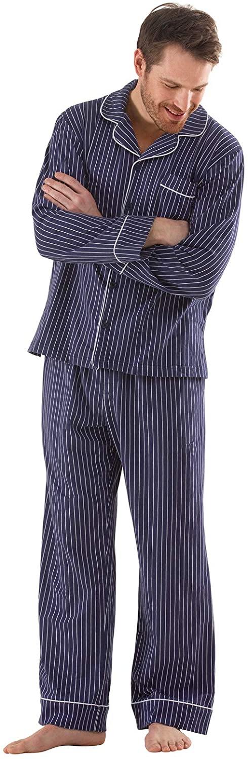 PajamaGram Classic Mens Pajamas Cotton - Men Pajamas Set