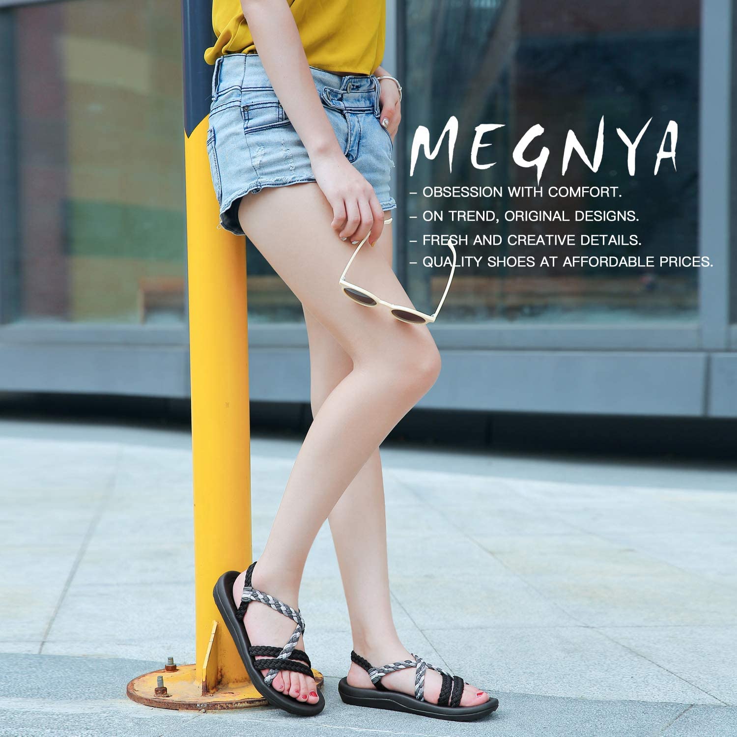 MEGNYA Women's Comfortable Walking Sandals with Arch Support Waterproof for Walking/Hiking/Travel/Wedding/Water Spot/Beach