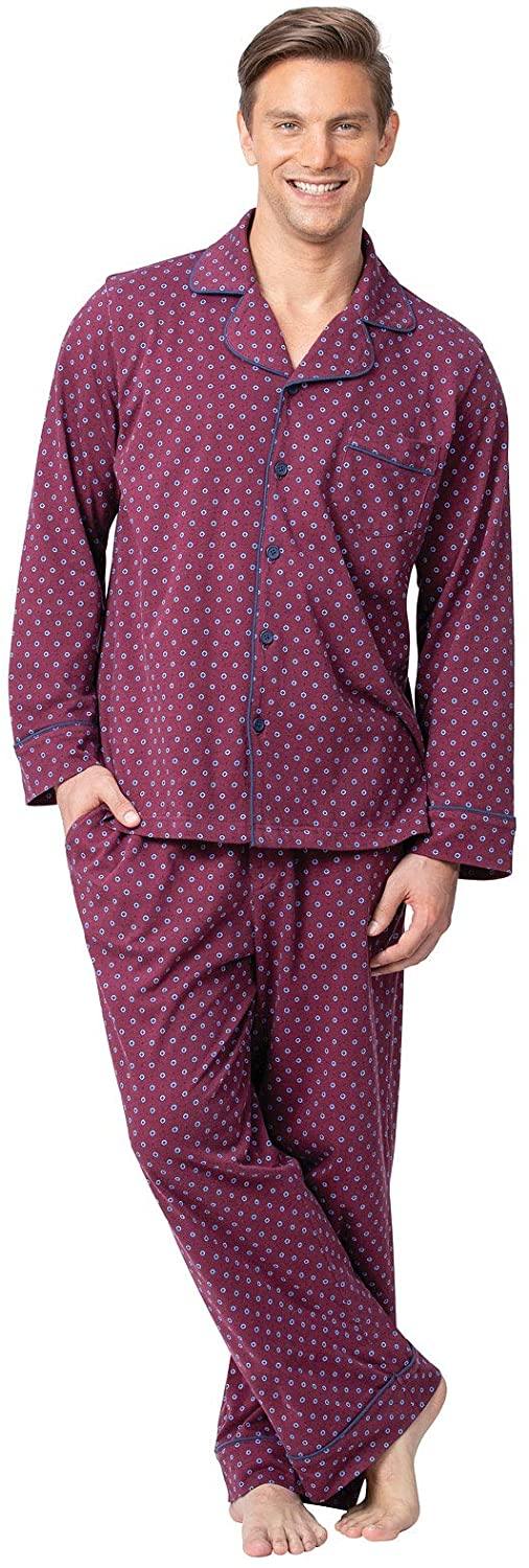 PajamaGram Classic Mens Pajamas Cotton - Men Pajamas Set