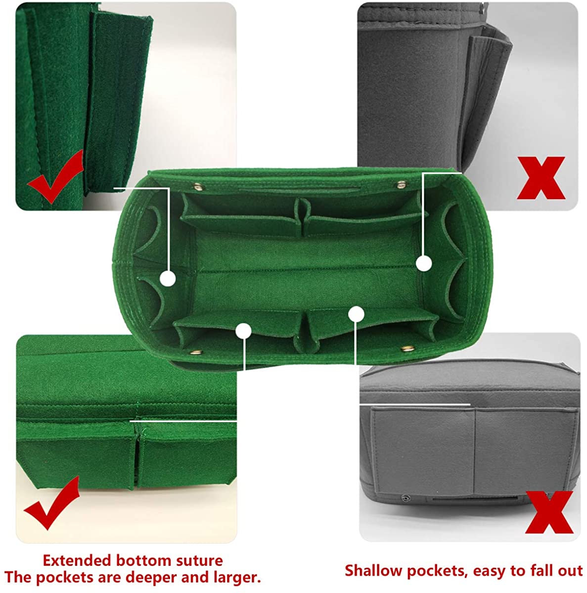 Felt Purse Organizer Insert Bag organizer Multi Pocket Bag in Bag Organizer Shaper