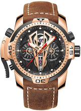
                        
                          Load image into Gallery viewer, Reef Tiger Mens Sport Mechanical Watches with Steel Black Dial Automatic Watch Calfskin Leather Strap RGA3591
                        
                      