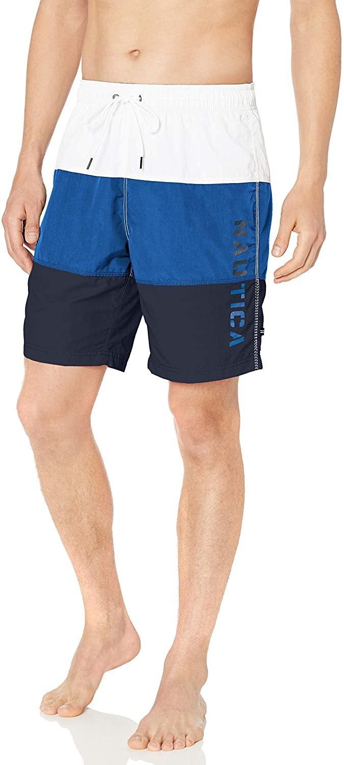 Nautica Men's Quick Dry Classic Logo Tri-Block Series Swim Trunk - JOY2ESpree