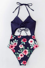 
                        
                          Load image into Gallery viewer, CUPSHE Women's Black Floral Print Halter Cutout High Waist One Piece Swimsuit
                        
                      