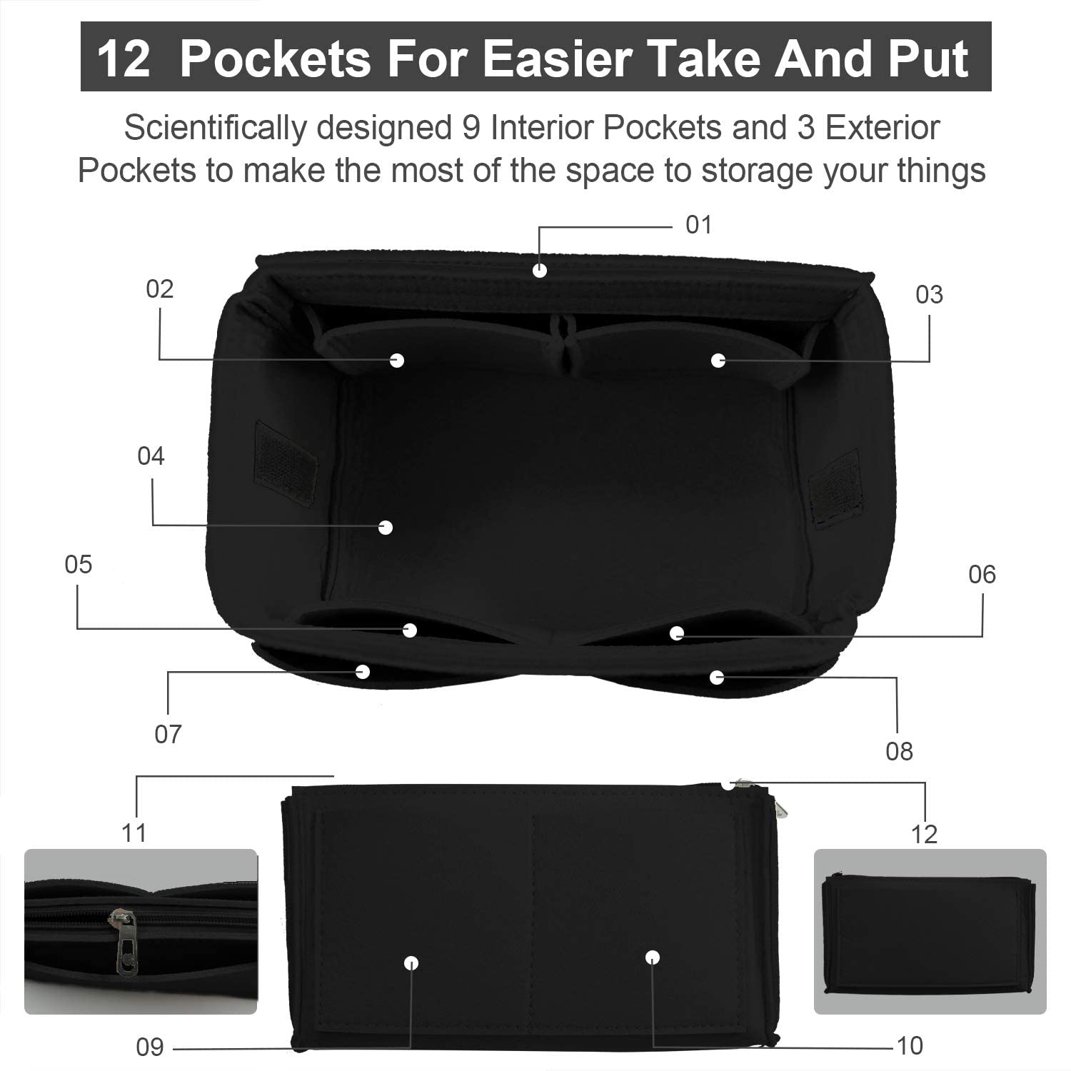 Purse Organizer Insert, Handbag & Tote Organizer, Bag in Bag, Perfect for Speedy Neverfull and More
