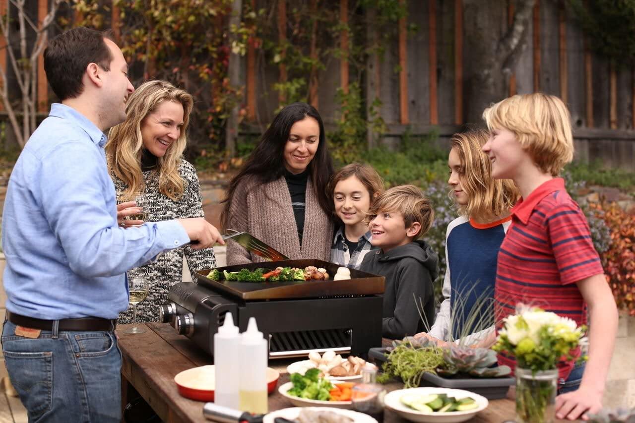 Cuisinart CGG-888 Grill Stainless Steel Lid 22-Inch Round Outdoor Flat Top Gas, 360° Griddle Cooking Center - JOY2ESpree