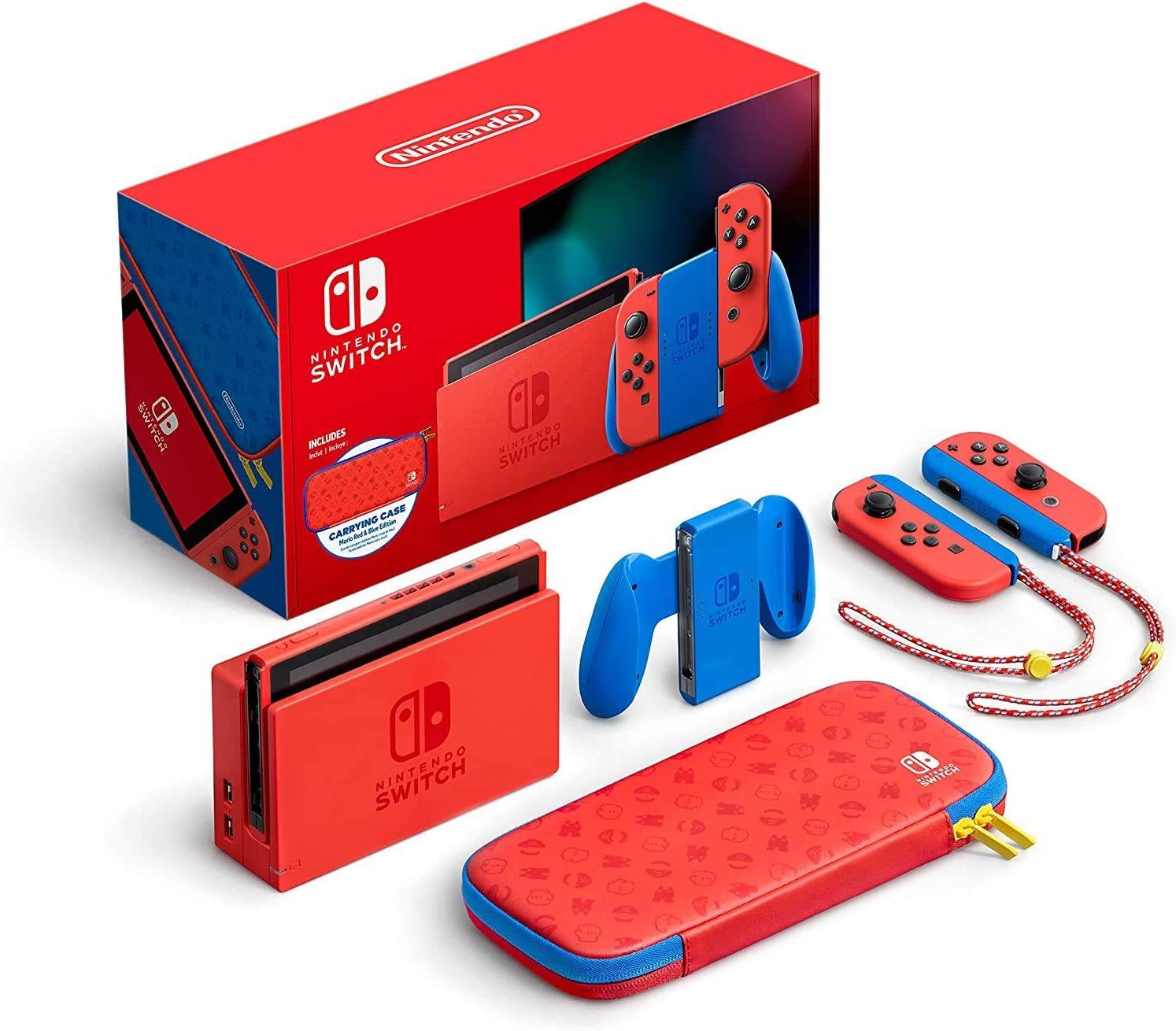 Newest Nintendo Switch Mario Red and Blue Edition 32GB Console and Carrying Case - JOY2ESpree