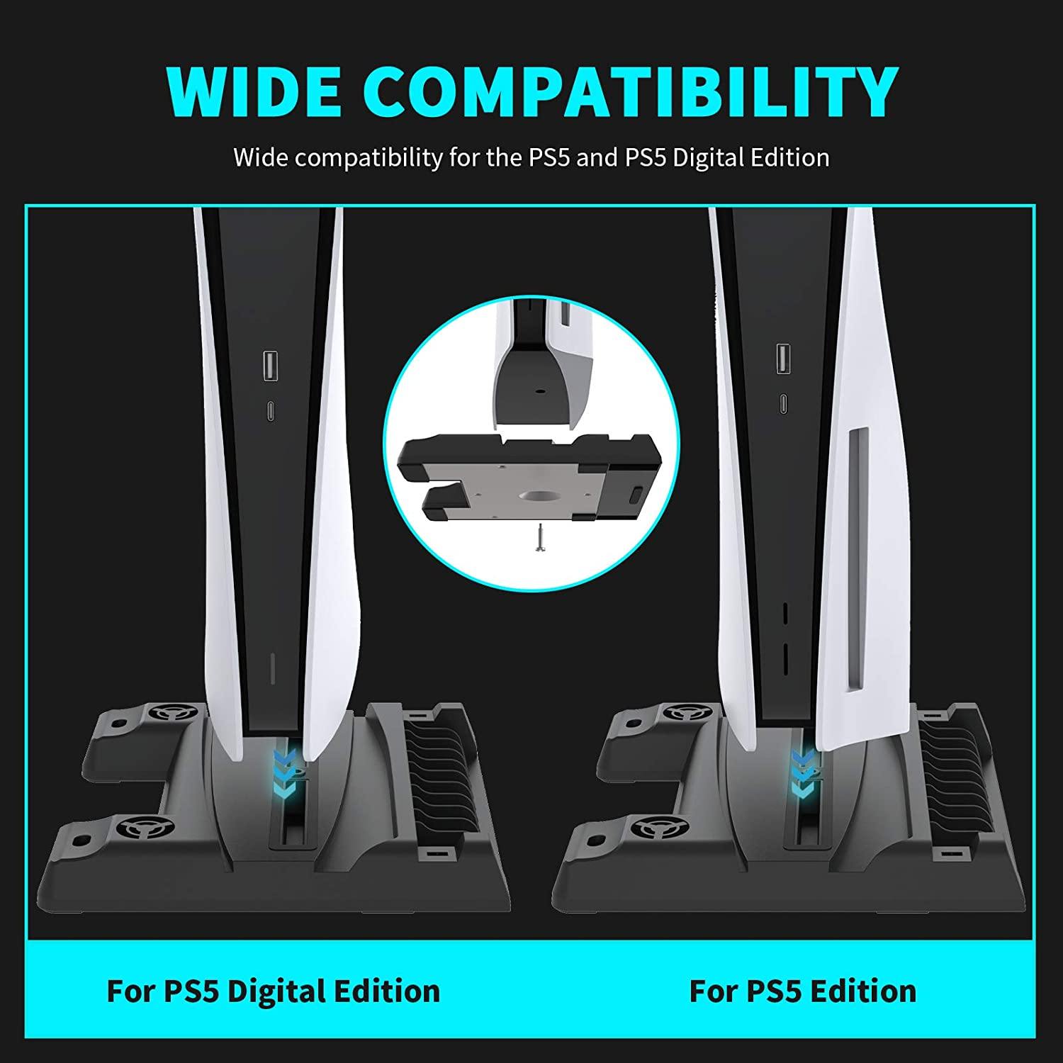 NexiGo PS5 Accessories Stand with Cooling Station for Playstation 5 Disc & Digital Editions - JOY2ESpree