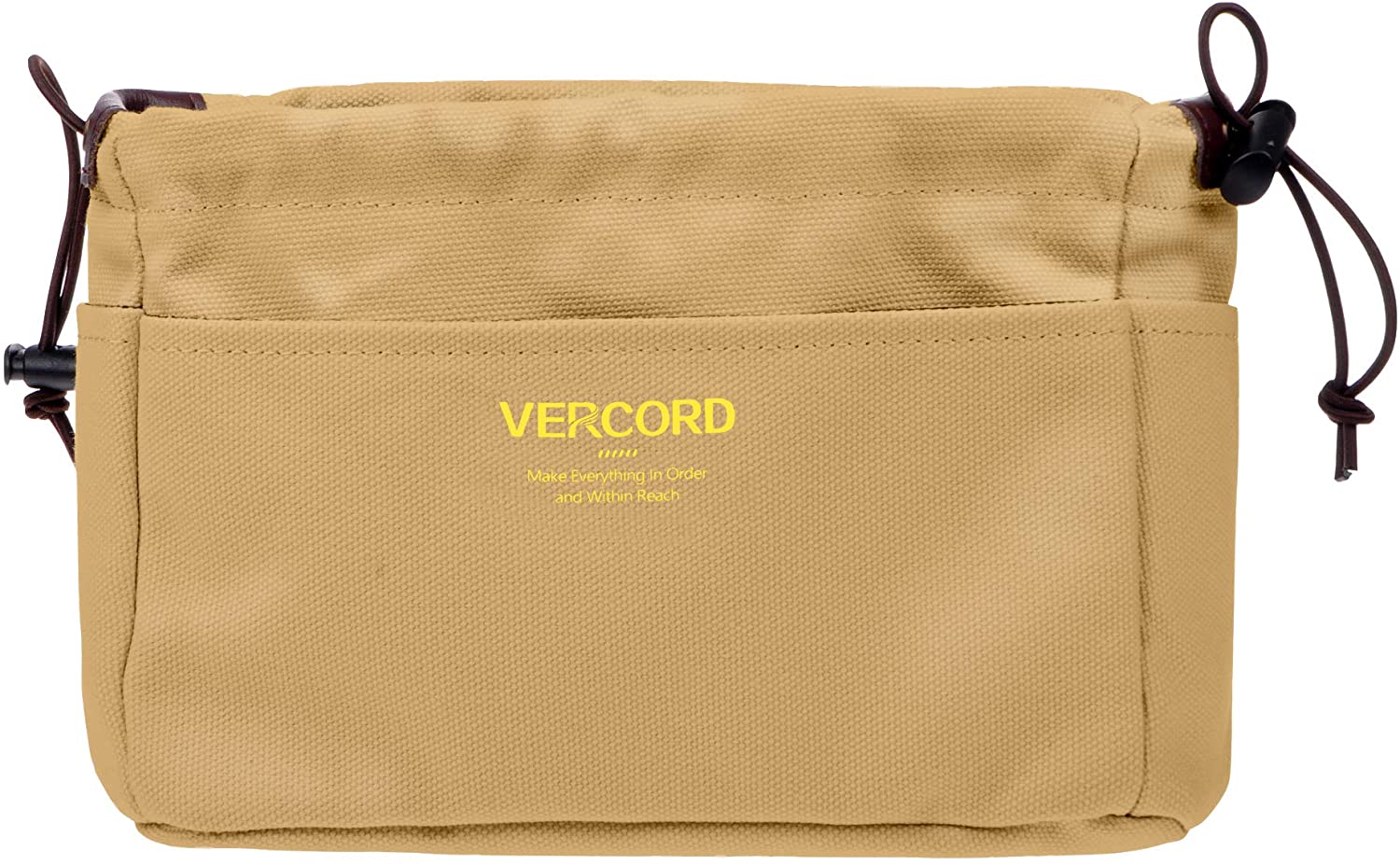 Vercord Canvas Handbag Organizers, Sturdy Purse Insert Organizer Bag in Bag, 10 Pockets Beige Small