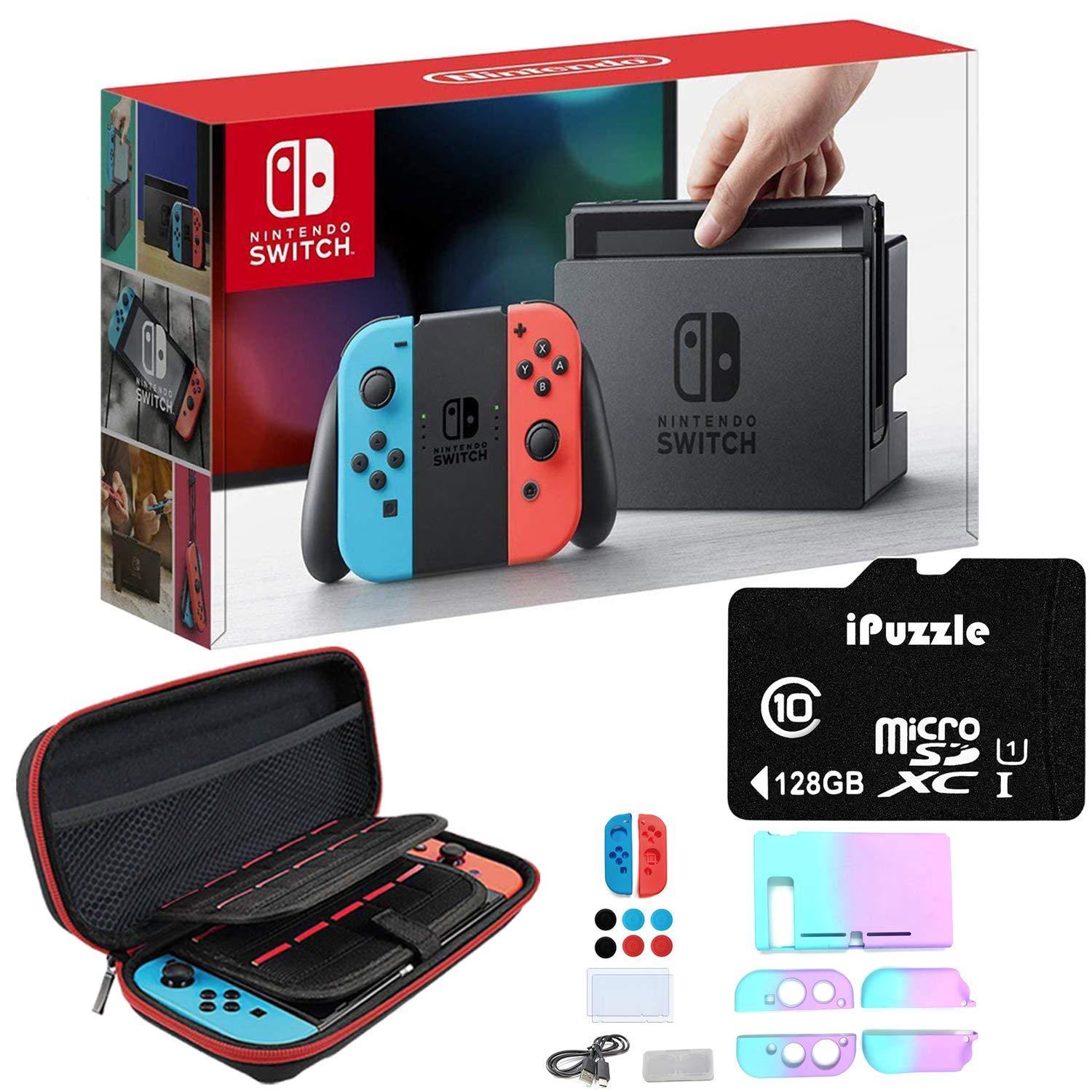 Newest Nintendo Switch with Neon Blue and Neon Red Joy-Con - 6.2" Touchscreen LCD Display - JOY2ESpree