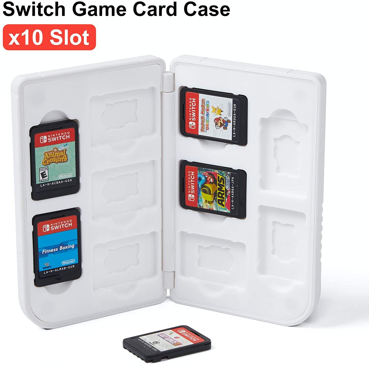 LeyuSmart Game Card Case for Nintendo Switch Games,10 Slot Card & MircoSD Card Storage Holder, Small Size Slim and Portable (White) - JOY2ESpree