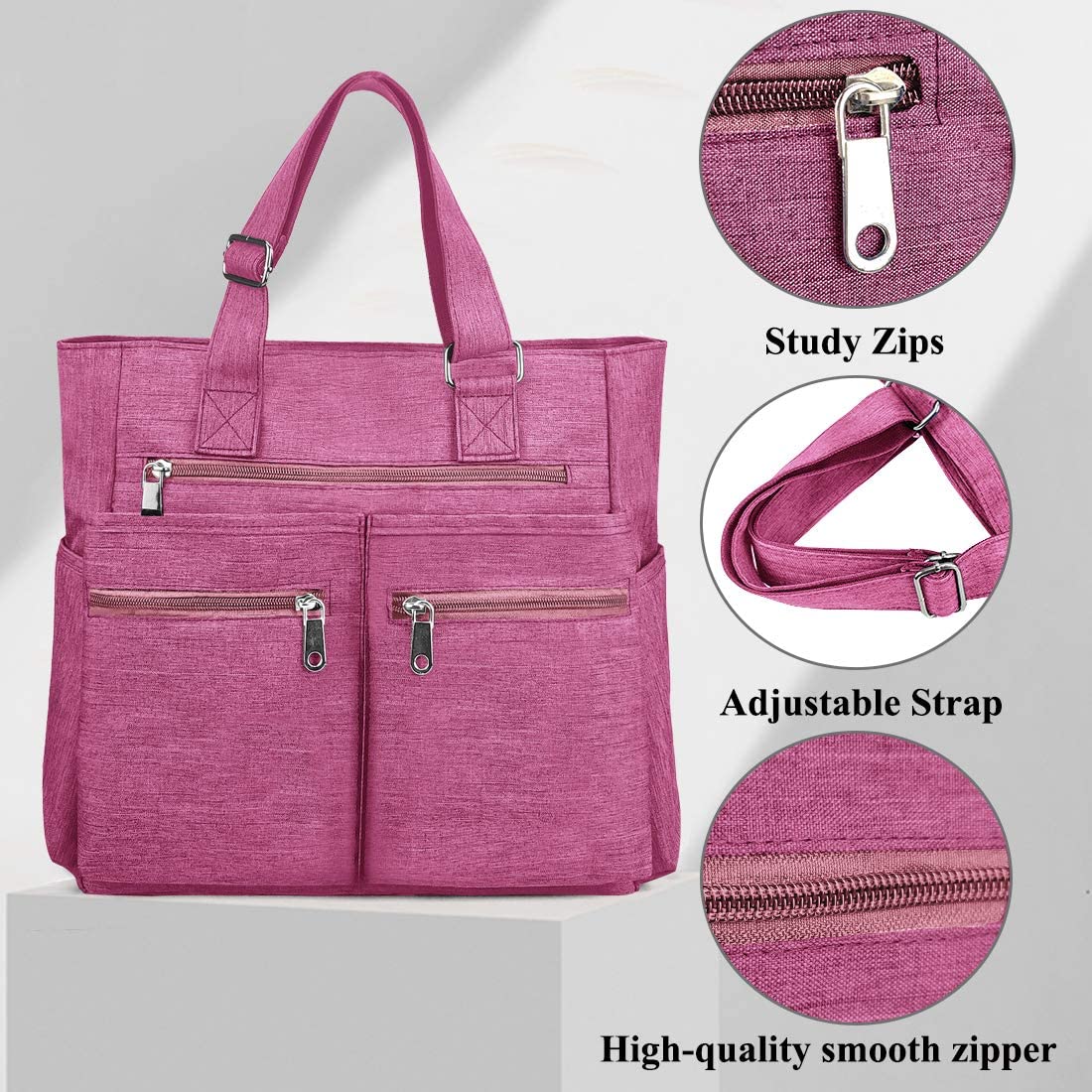 Canvas Tote Bag Waterproof Nylon Multi Pocket Shoulder Bags Laptop Work Bag Teacher Purse and Handbags for Women & Men