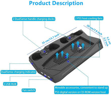 
                        
                          Load image into Gallery viewer, PS5 Console Cooling Fan, Arespark Playstation5 Vertical Edition Console Cooling Stand with Dualsense Controller Charge Station &amp; Game Slots - JOY2ESpree
                        
                      