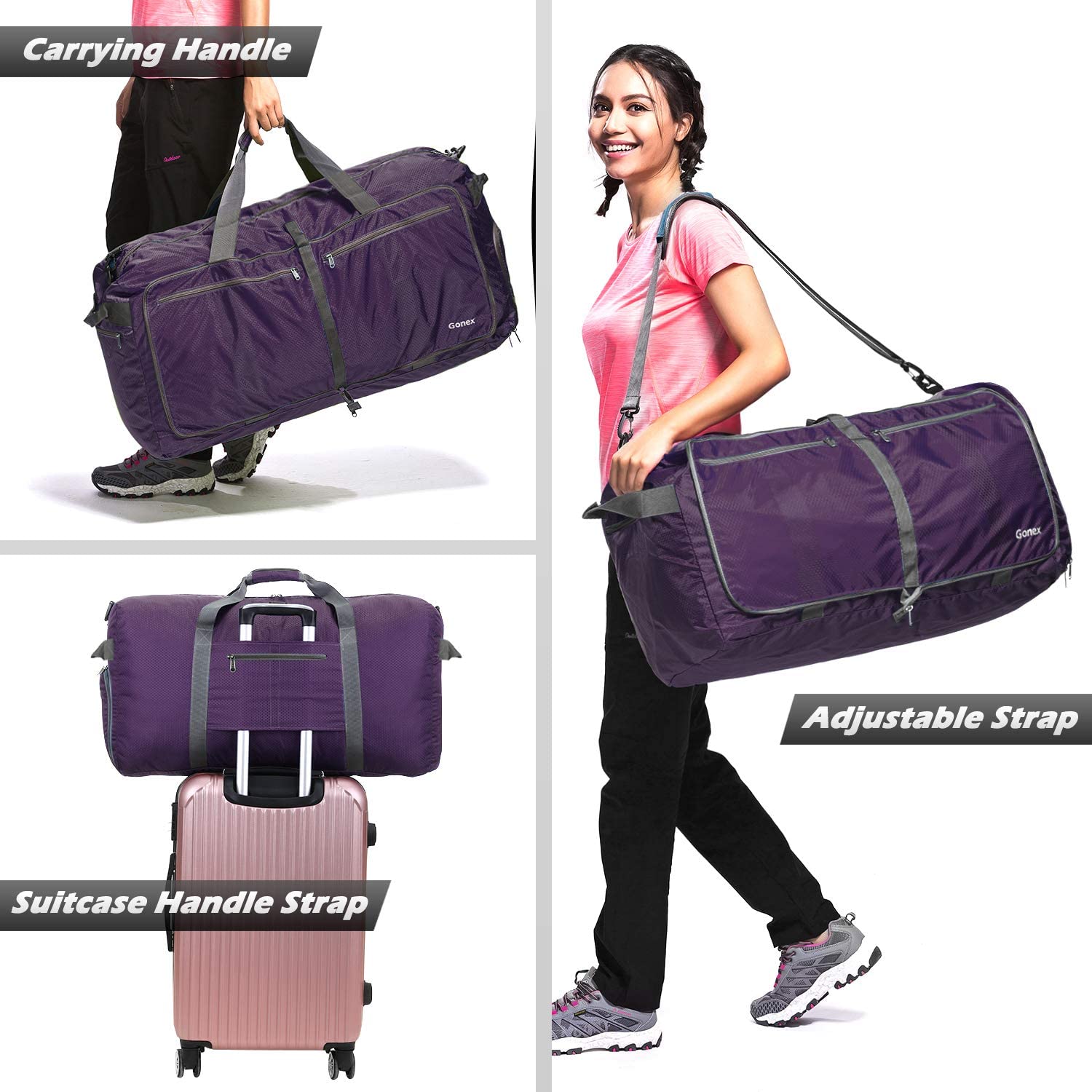 Gonex 150L Travel Duffel Bag Foldable Extra Large Duffle Bag XL Heavy Duty for Men Women for Luggage Shopping Gray