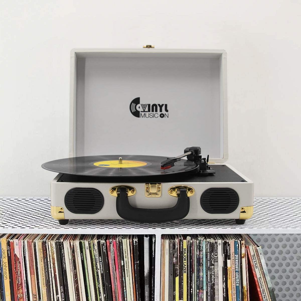 Retro Record Player for 33/45/78 RPM Vinyl Records,Bluetooth Belt-Drive Turntable - JOY2ESpree