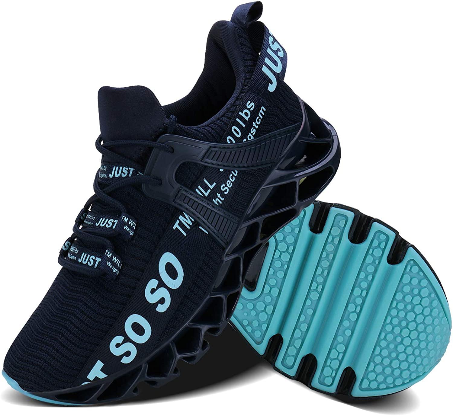 JSLEAP Mens Running Shoes Walking Non Slip Blade Type Sneakers