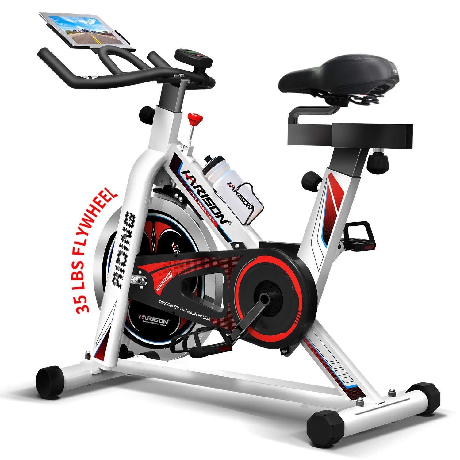 HARISON Exercise Bike Indoor Cycling Bike Belt Driven with iPad Holder 35LBS Flywheel for Home Gym Cardio Workout - JOY2ESpree