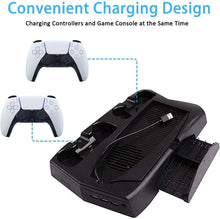 
                        
                          Load image into Gallery viewer, PS5 Console Cooling Fan, Arespark Playstation5 Vertical Edition Console Cooling Stand with Dualsense Controller Charge Station &amp; Game Slots - JOY2ESpree
                        
                      