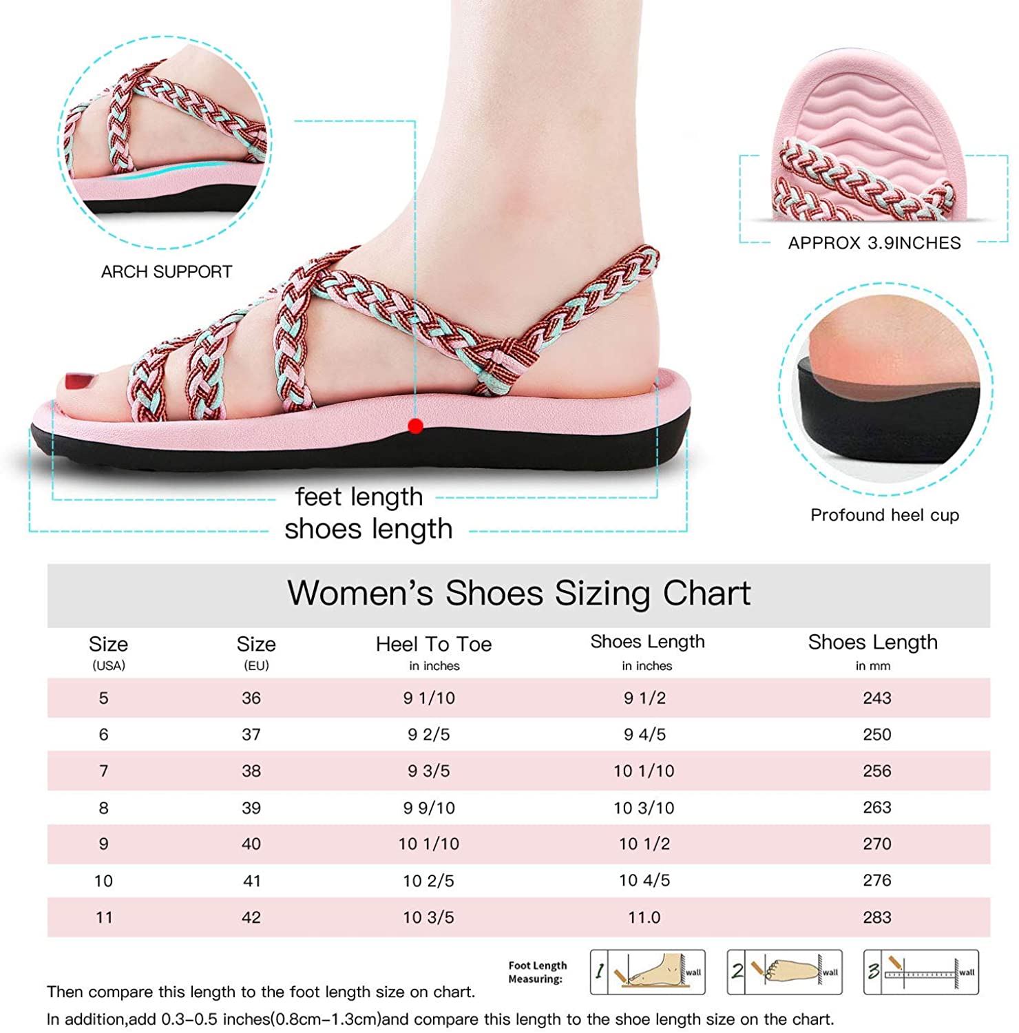 MEGNYA Women's Comfortable Walking Sandals with Arch Support Waterproof for Walking/Hiking/Travel/Wedding/Water Spot/Beach