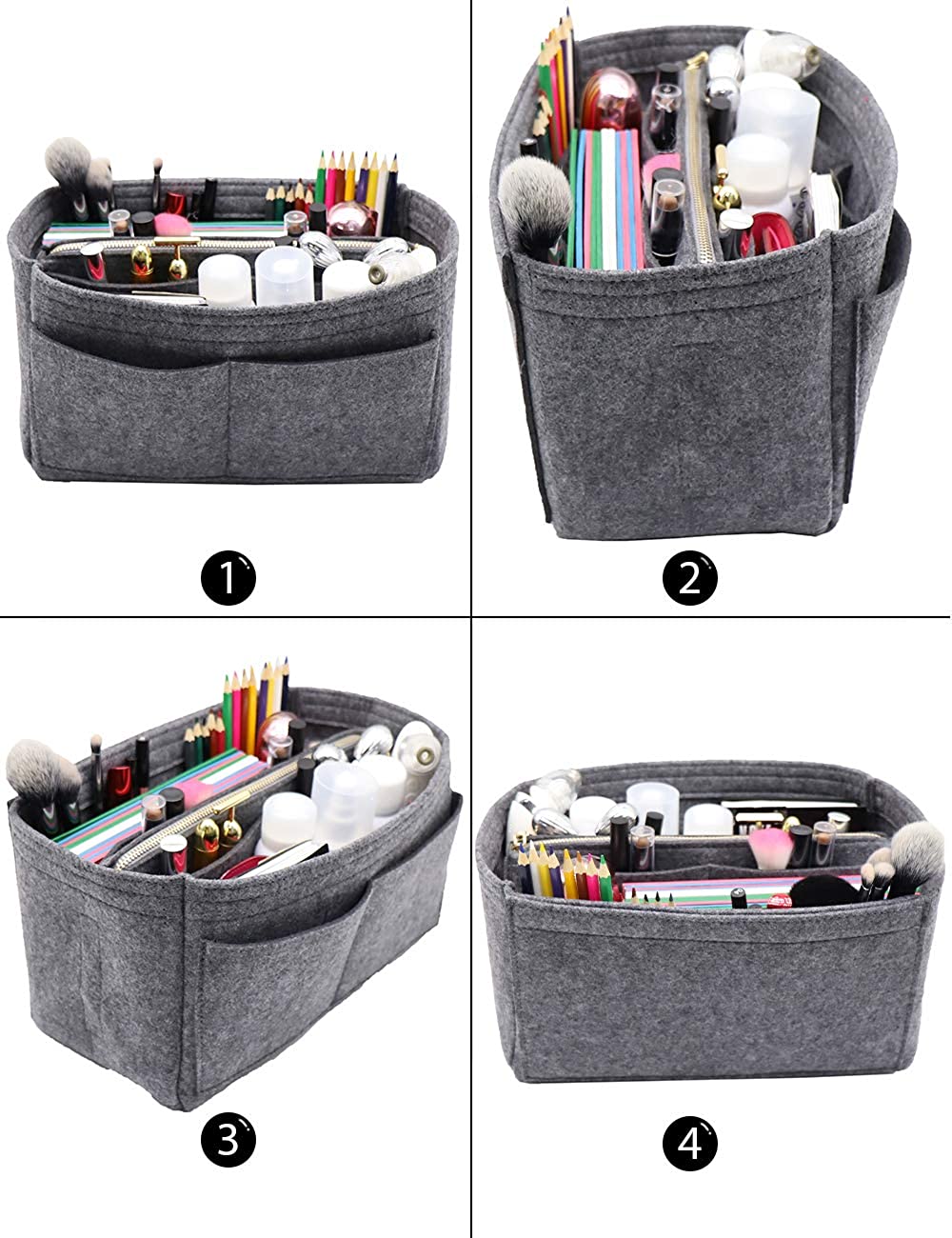Felt Purse Bag Organizer Insert with zipper Bag Tote Shaper Fit Speedy Neverfull MM GM