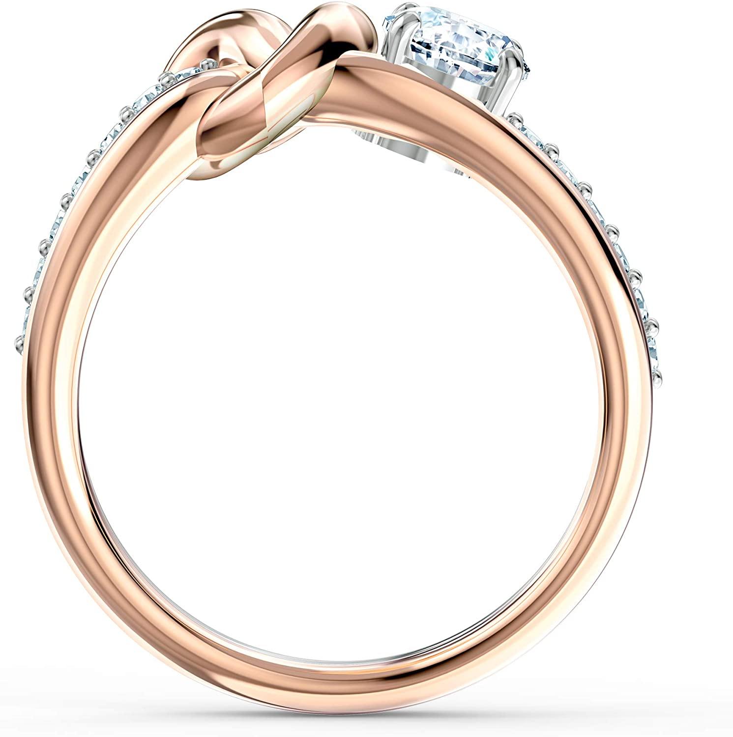 SWAROVSKI Women's Lifelong Heart Ring Collection, Rose Gold Tone & Rhodium Finish, Clear Crystals - JOY2ESpree