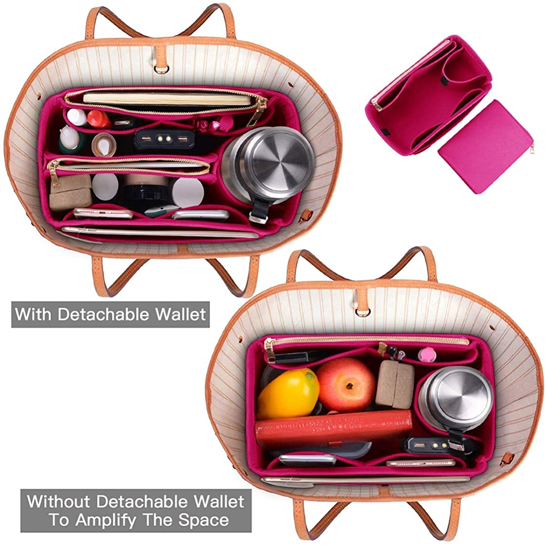 Purse Organizer, Felt Bag Organizer Insert Purse Organizer For LV Speedy, Neverfull, Tote, Handbag,Shaper 3 Sizes
