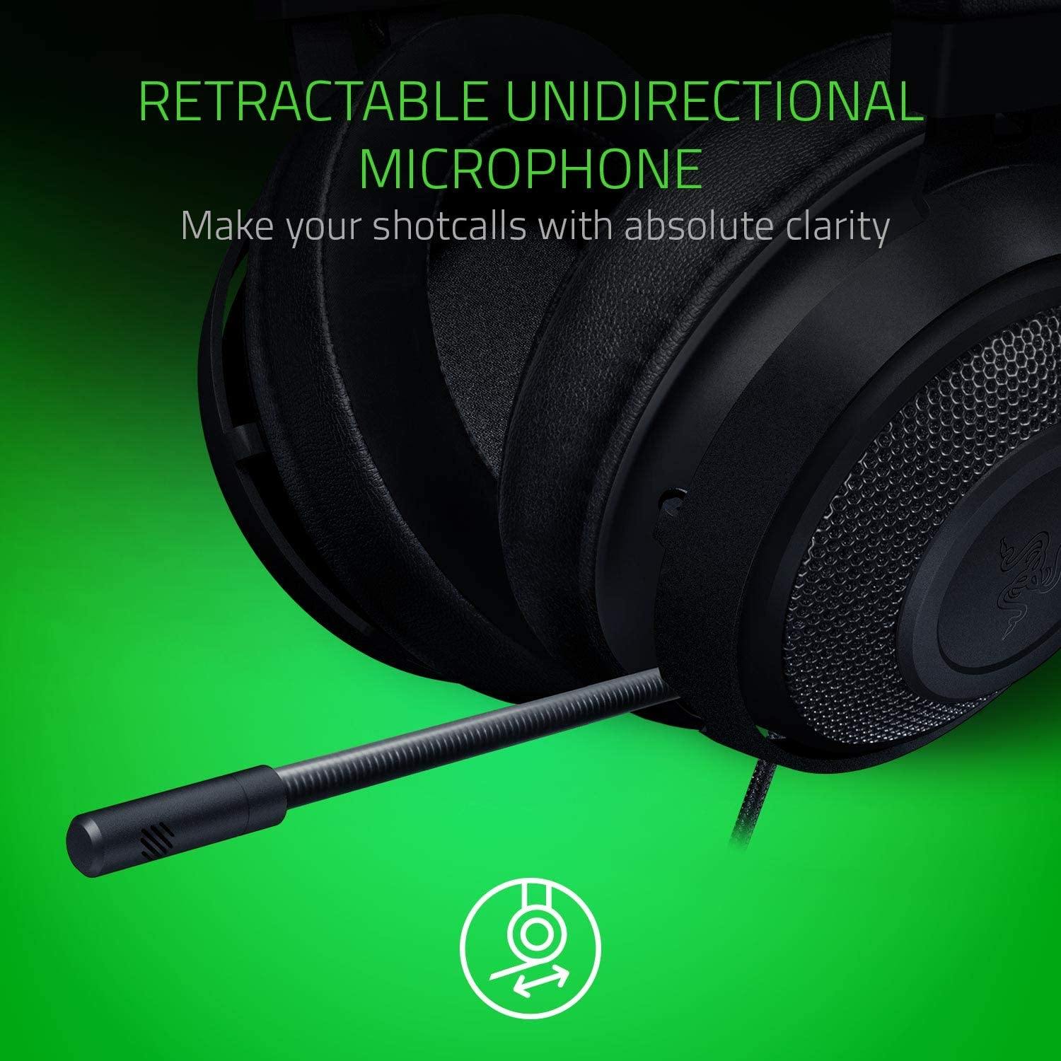 Razer Kraken Gaming Headset: Lightweight Aluminum Frame, Retractable Noise Isolating Microphone - JOY2ESpree