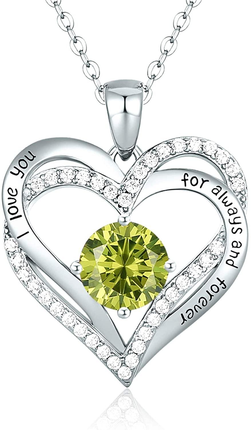 CDE Forever Love Heart Women Necklace 925 Sterling Silver Rose Gold Plated Birthstone Pendant Necklaces for Women - JOY2ESpree