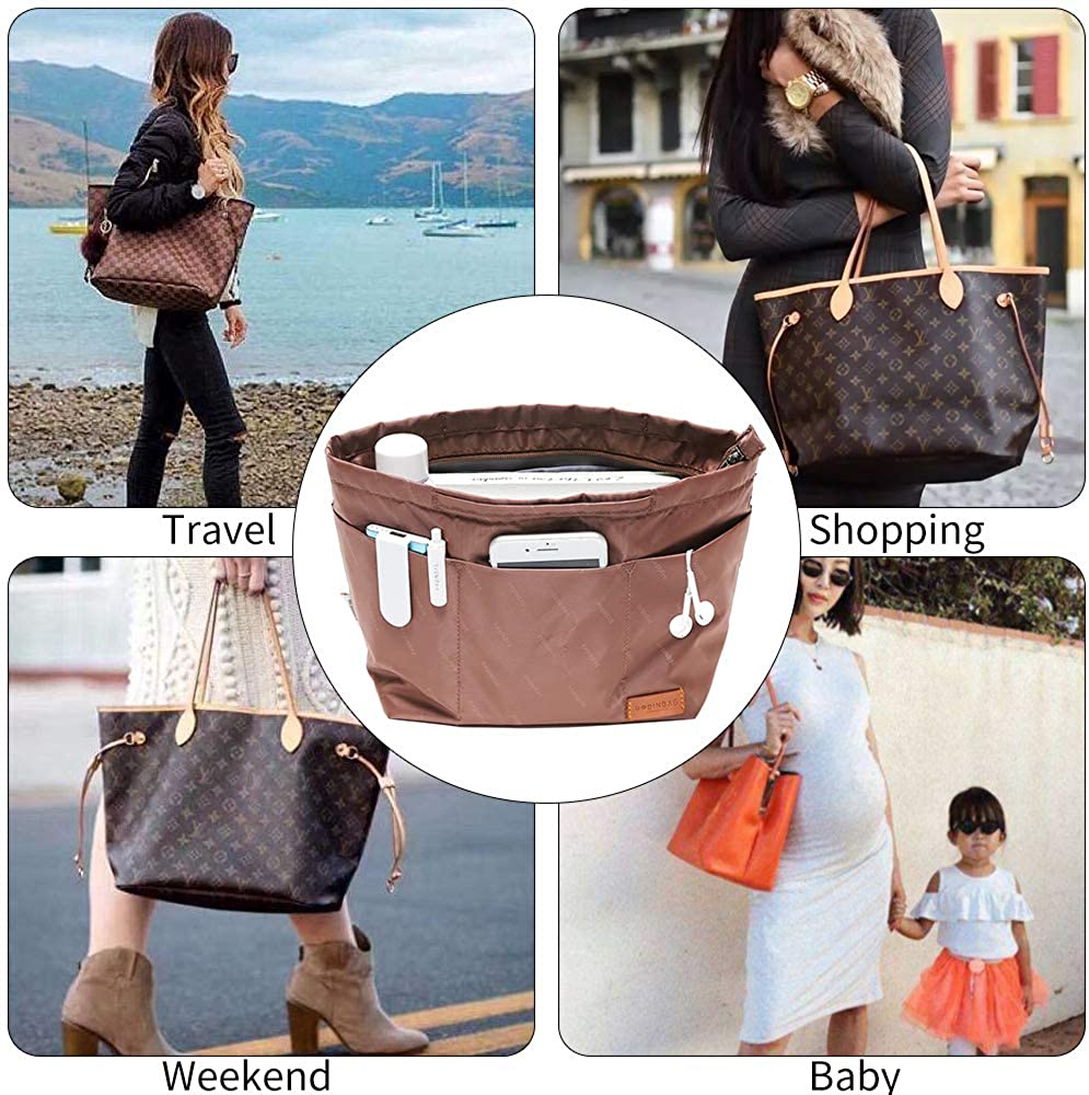 iN. Purse Organizer Insert with zipper Nylon fabric for women Handbags & Totebag