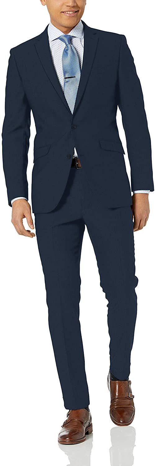Unlisted by Kenneth Cole Men's 2 Button Slim Fit Suit with Hemmed Pant