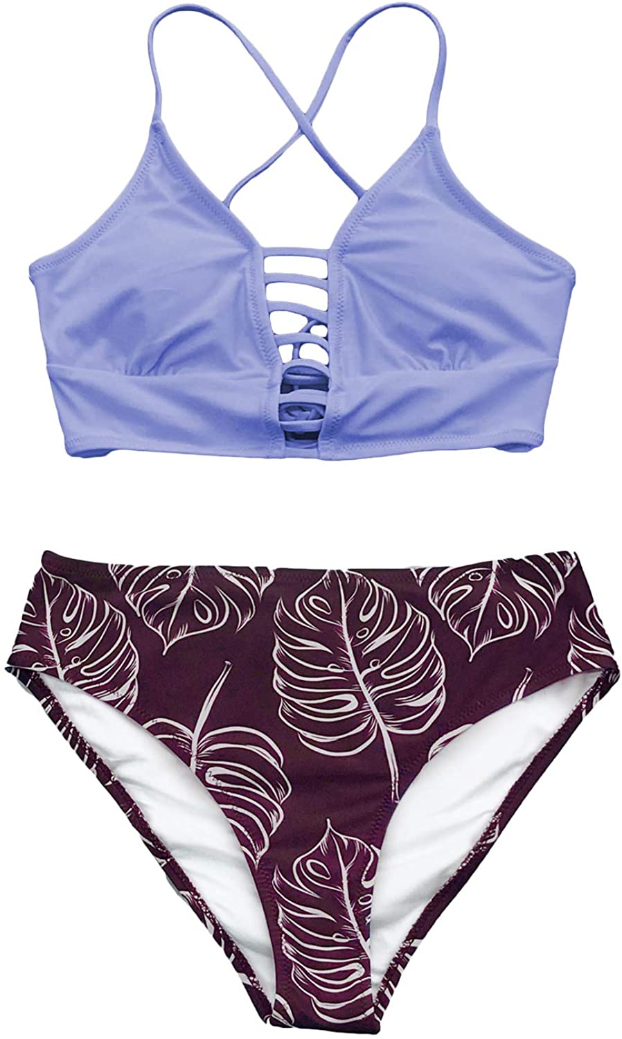CUPSHE Women’s Bikini Swimsuit Floral Print Lace Up Strappy Two Piece Bathing Suit