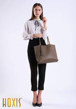 
                        
                          Load image into Gallery viewer, Minimalist Clean Cut Pebbled Faux Leather Tote Womens Shoulder Handbag
                        
                      