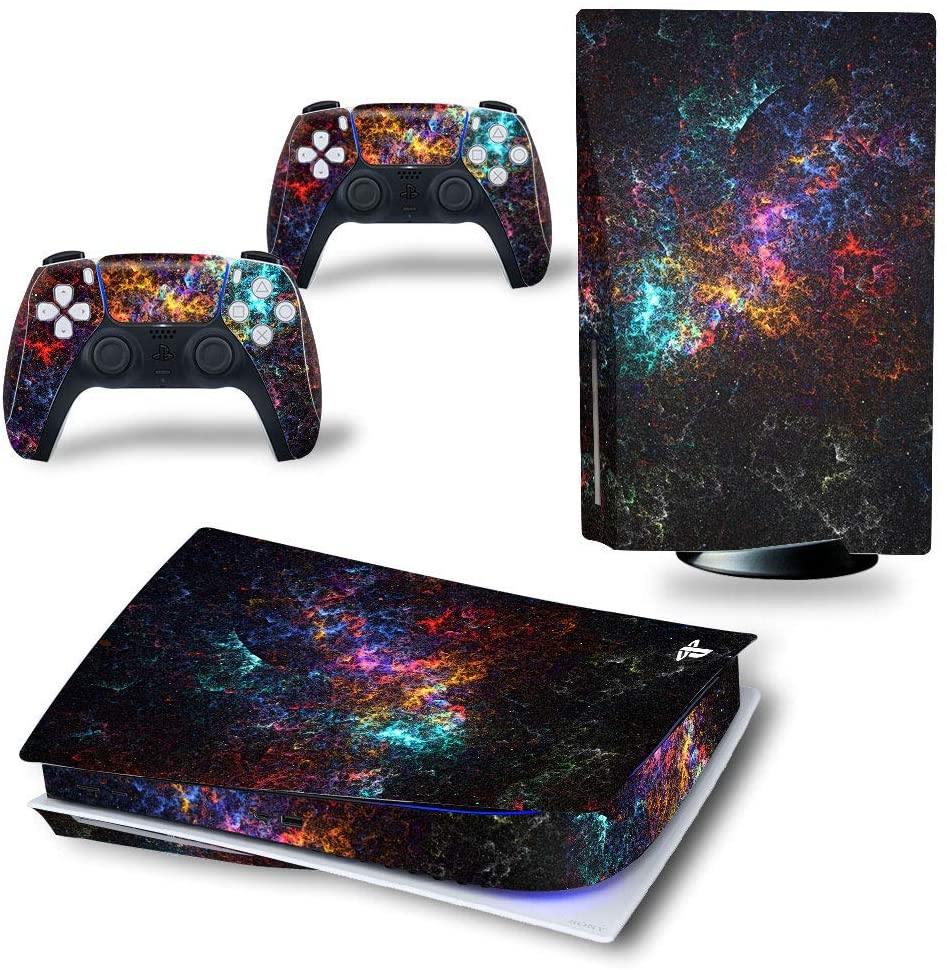 DOMILINA PS5 Skin Stickers, Full Body Vinyl Decal Cover for Playstation 5 Disk Edition Console & Controllers - Dancing Fire - JOY2ESpree
