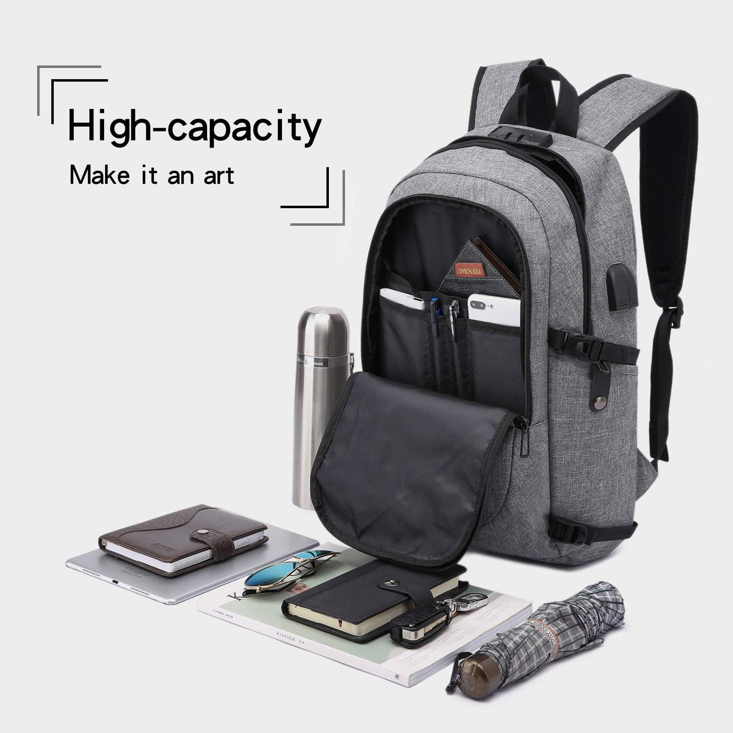 Laptop Backpack,Business Travel Anti Theft Backpack for Men Women with USB Charging Port - JOY2ESpree