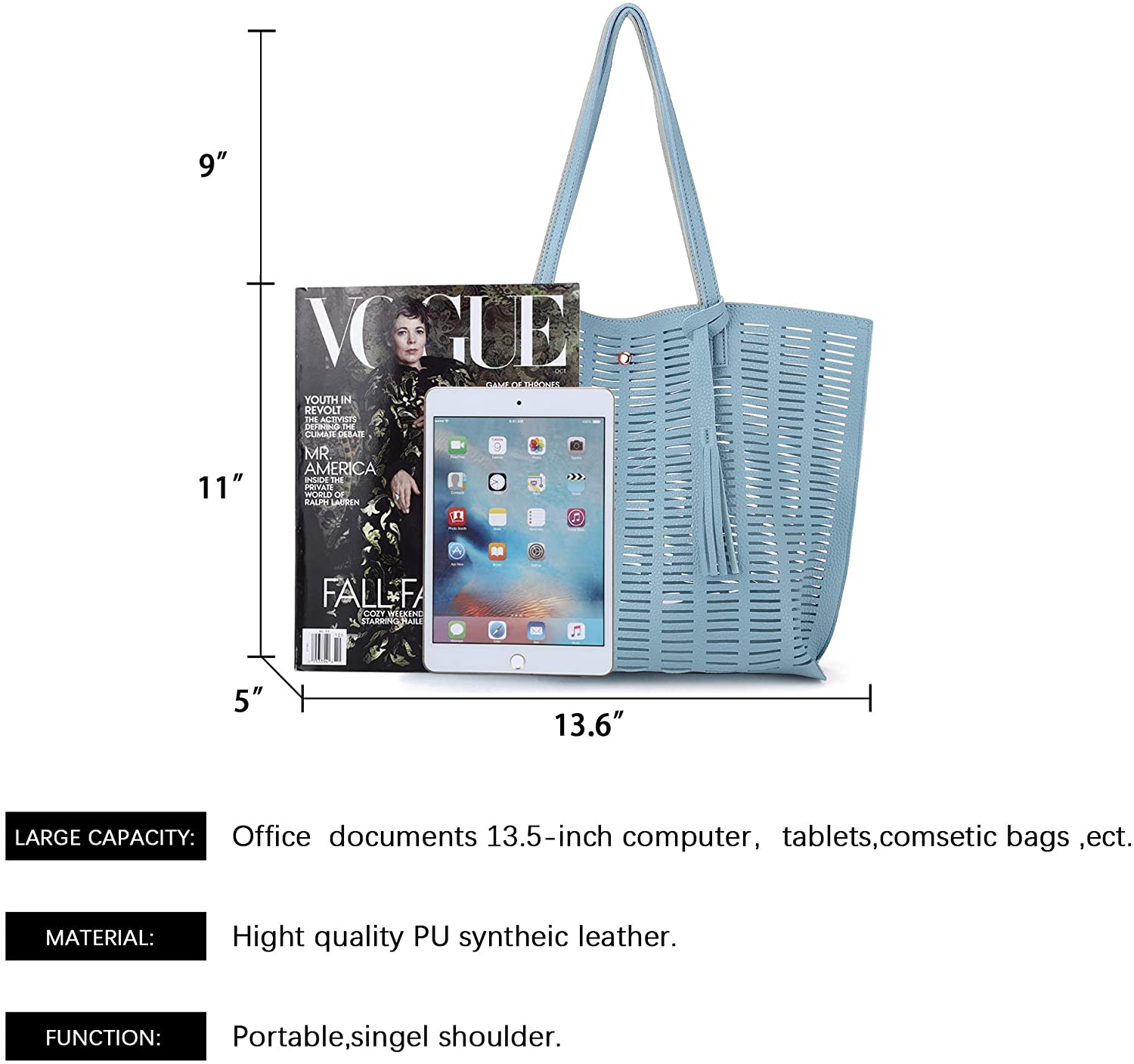 K.EYRE Women's Soft Faux Leather Tote Bag Purse Handbags Wallet Tote Shoulder Bag Purse Large Capacity