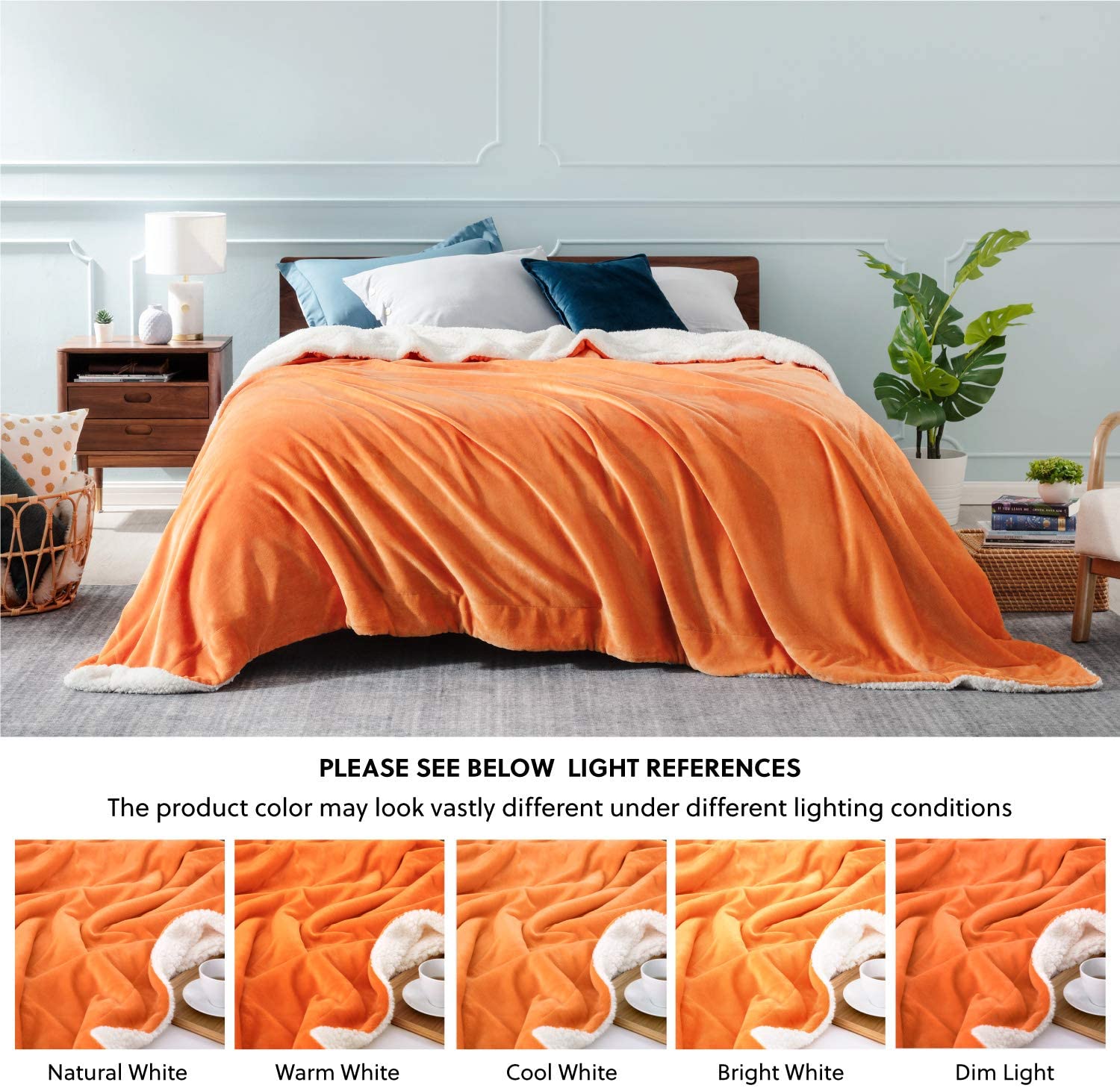 Bedsure Sherpa Fleece Blanket Throw Size Navy Lightweight Super Soft Cozy Luxury Bed Blanket Microfiber