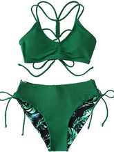 
                        
                          Load image into Gallery viewer, CUPSHE Women's Back Braided Straps Reversible Bottom Strappy Lace Up Bikini Sets
                        
                      