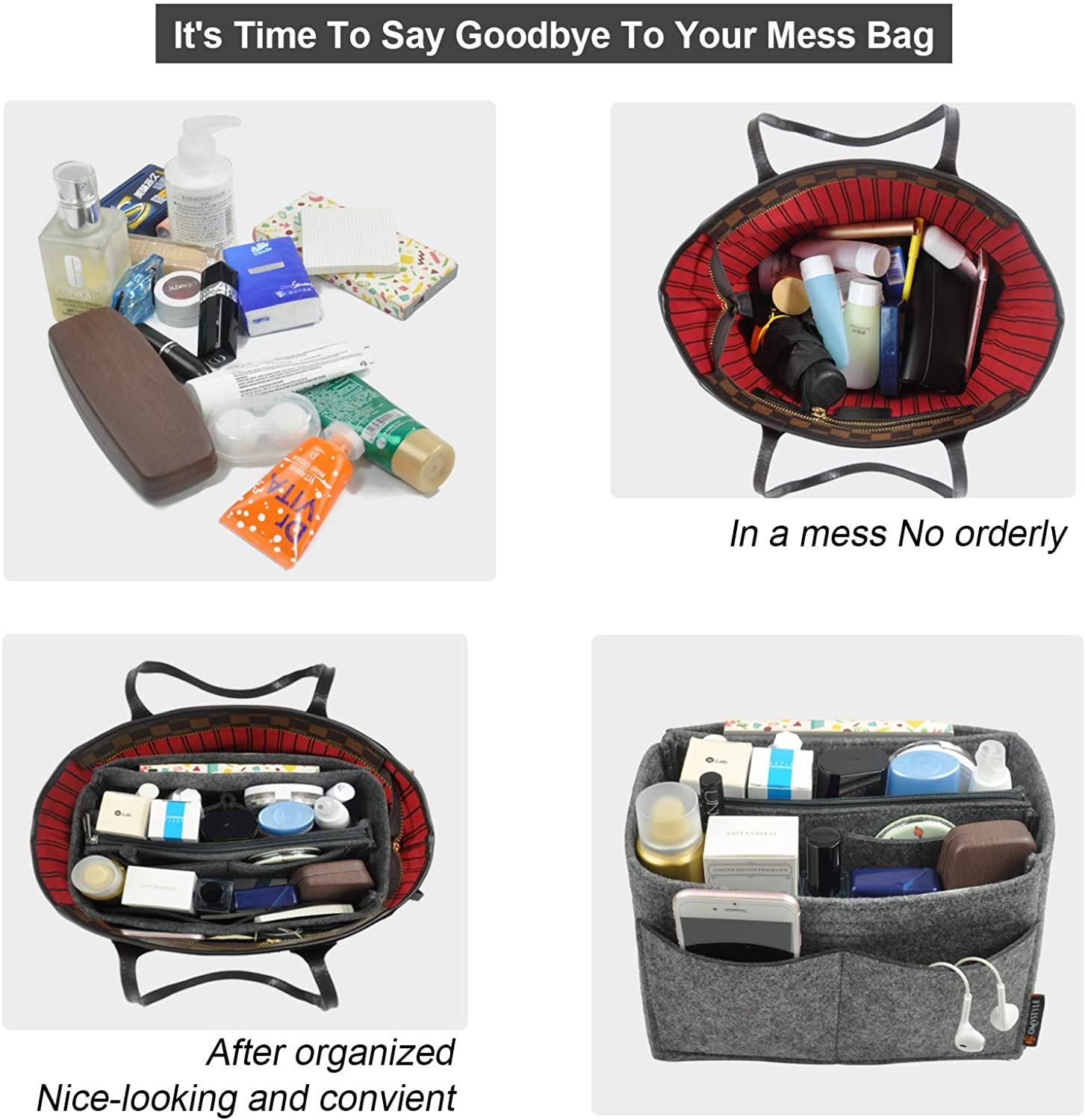 Purse Organizer Insert, Handbag & Tote Organizer, Bag in Bag, Perfect for Speedy Neverfull and More