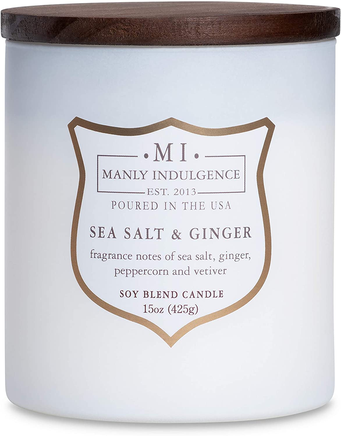 Manly Indulgence Sea Salt & Ginger Scented Jar Candle, 15 Oz, White