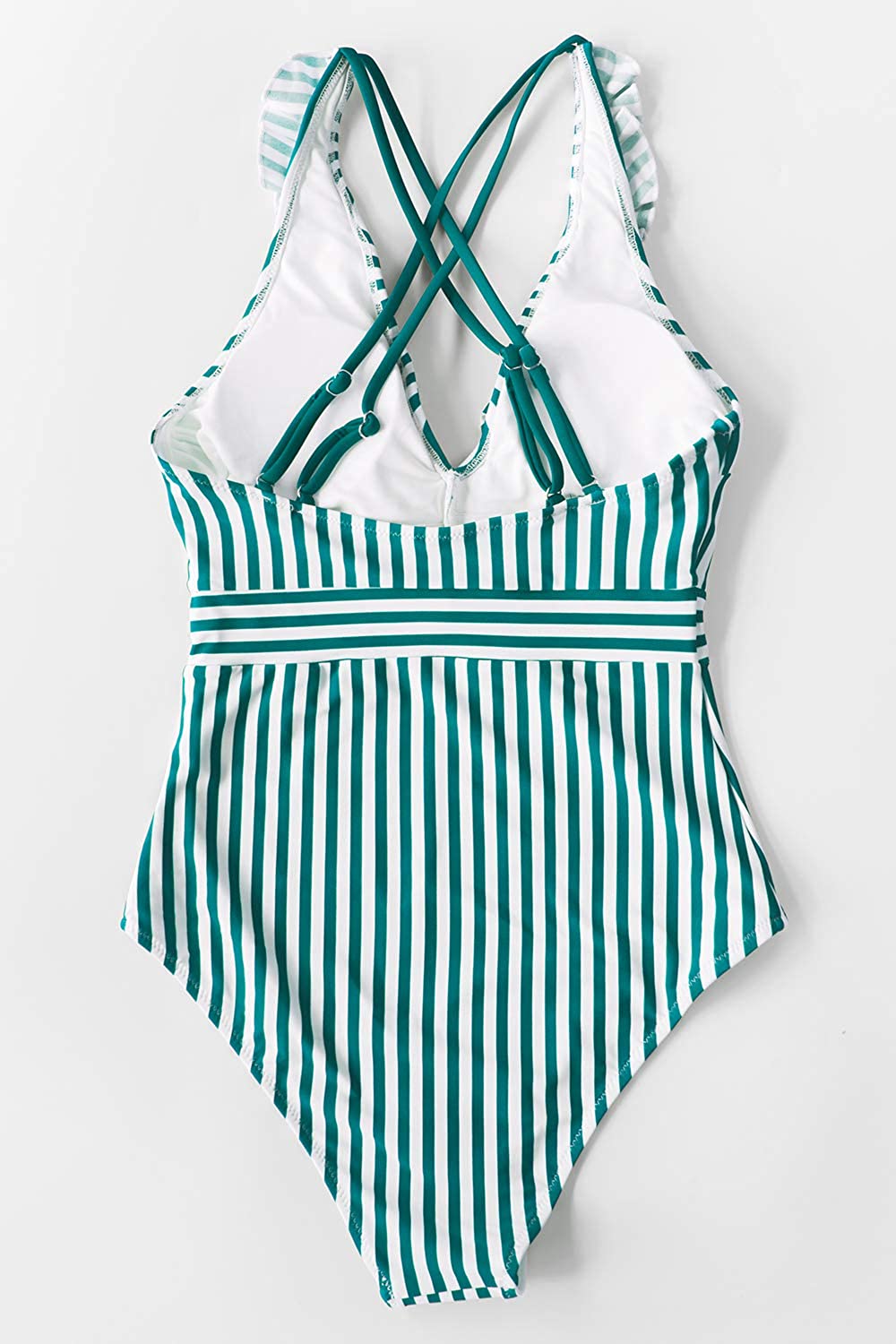 CUPSHE Women's V Neck One Piece Swimsuit Ruffled Back Cross Swimwear