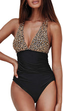 
                        
                          Load image into Gallery viewer, CUPSHE Women's One Piece Swimsuit V Neck Tummy Control Cross Back Vintage Swimwear Bathing Suits
                        
                      