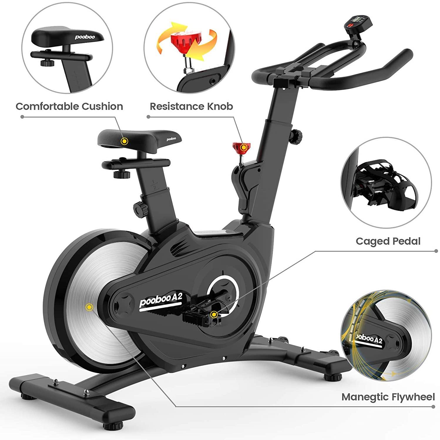 pooboo Magnetic Exercise Bikes Indoor Cycling Bikes Belt Driven Stationary Bike with LCD Display and Ipad Holder for Home Cardio Training - JOY2ESpree
