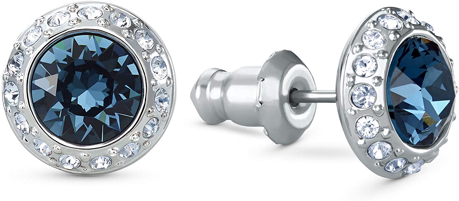SWAROVSKI Women's Angelic Stud Earring Jewelry Collection, Rhodium Finish, Blue Crystals, Clear Crystals - JOY2ESpree