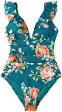 
                        
                          Muat gambar ke penampil Galeri, CUPSHE Women's V Neck One Piece Swimsuit Ruffled Lace Up Monokini
                        
                      